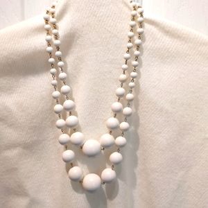 Vintage white and gold double strand necklace